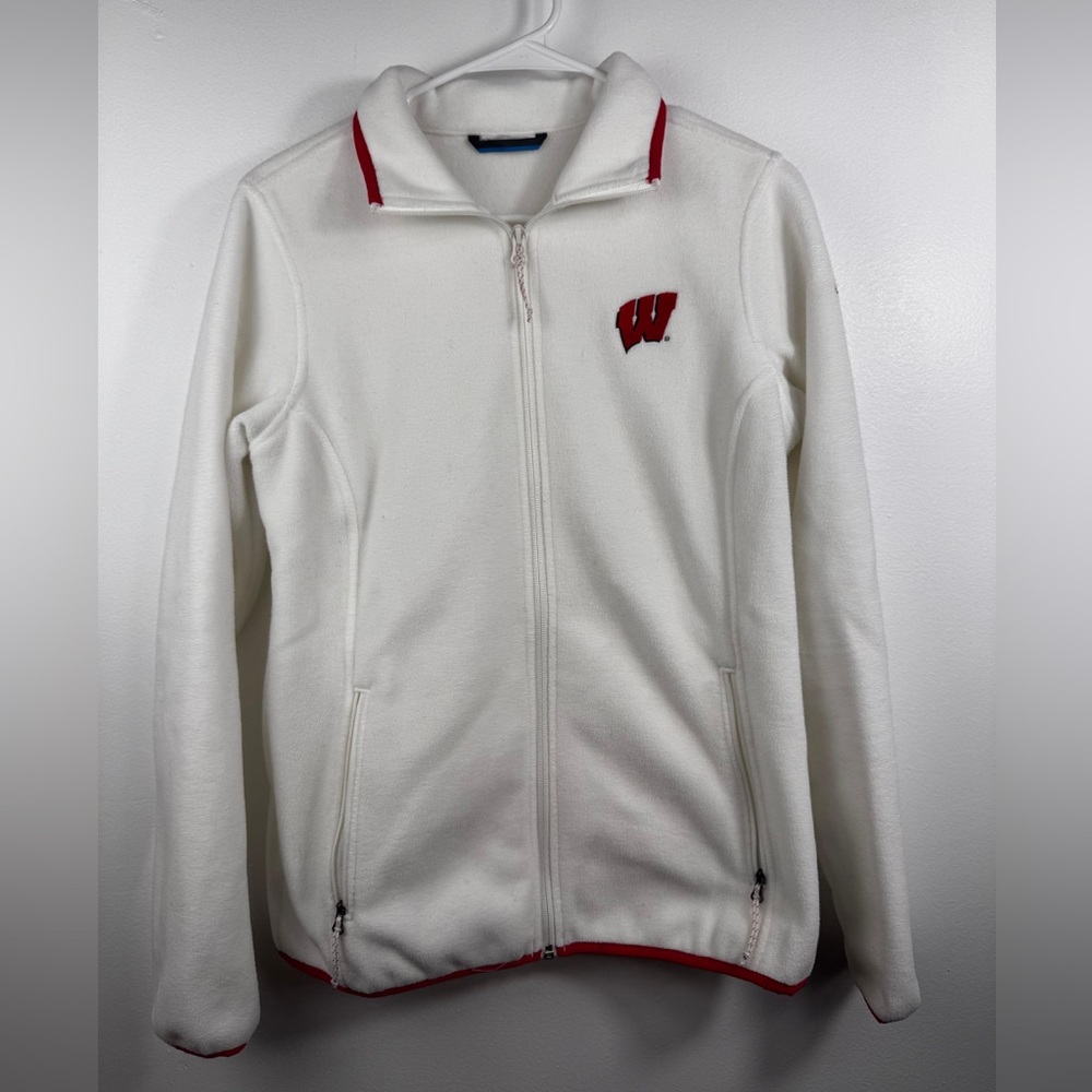 Columbia Wisconsin White/Red Zip-Up Jacket